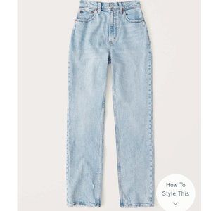 ABERCROMBIE Curve Love 90s Ultra High Rise Straight Jeans Size 28 Long